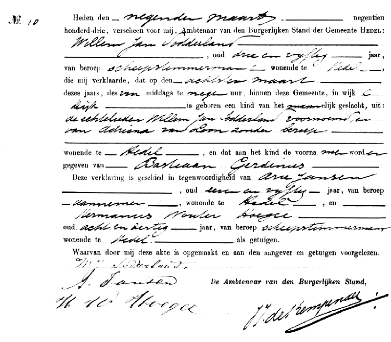 Bastiaan Gerdinus zv WJ Sodderland - A v Loon